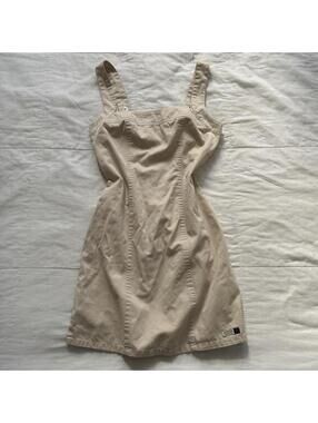 Y2K Guess Jeans Khaki Denim Mini Dress Fitted Panel Seam Size 5
